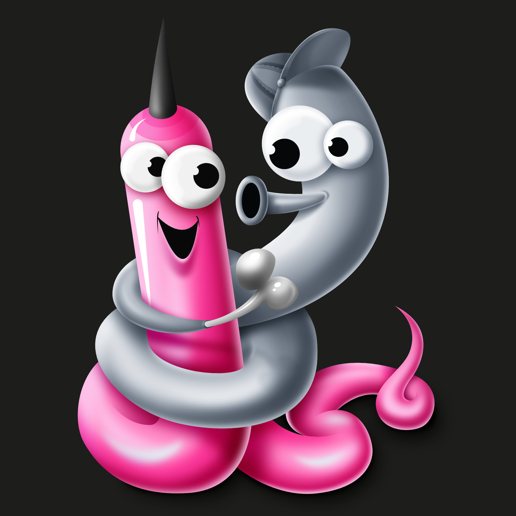 Illustration of two worms